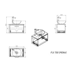 Умивальник з тумбою Fancy Marble Fiji-M 70 см, підвісний, білого кольору