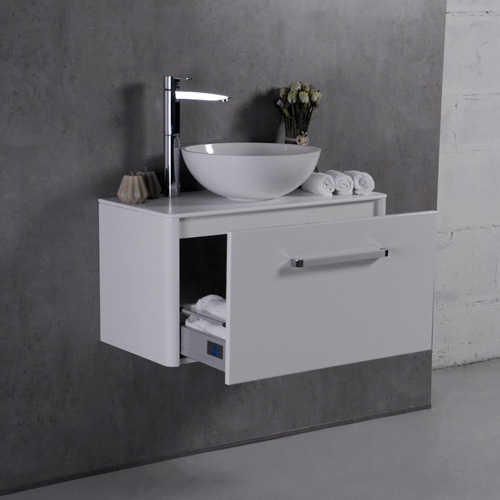 Умивальник з тумбою Fancy Marble Fiji-M 80 см, підвісний, білого кольору