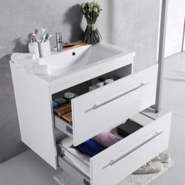 Умивальник із тумбою Fancy Marble Goa 80 см, підвісний або підлоговий, білого кольору