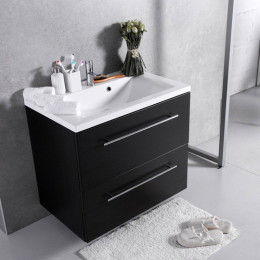 Умывальник с тумбой Fancy Marble Goa 80 см подвесной или напольный цвет венге