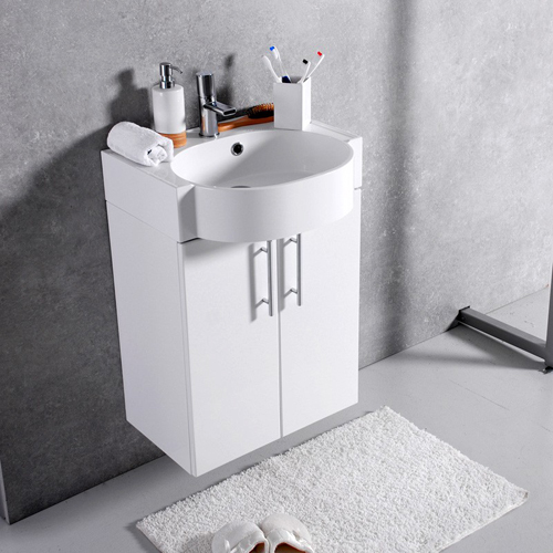 Умывальник с тумбой Fancy Marble Ibiza 50 см подвесной или напольный белого цвета