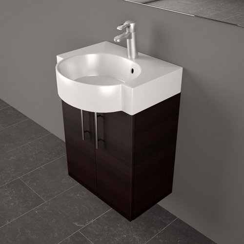 Умывальник с тумбой Fancy Marble Ibiza 50 см подвесной или напольный цвет венге