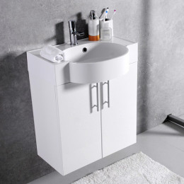 Умывальник с тумбой Fancy Marble Ibiza 60 см подвесной или напольный белого цвета