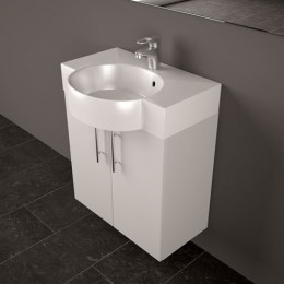 Умывальник с тумбой Fancy Marble Ibiza 60 см подвесной или напольный белого цвета