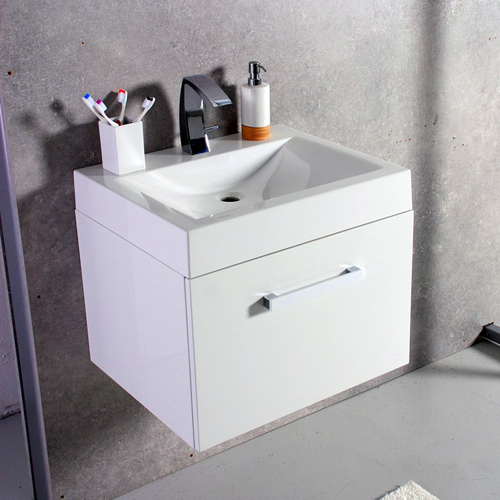  Умывальник с тумбой Fancy Marble Santa Cruz 60 см подвесной белого цвета