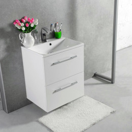 Умывальник с тумбой Fancy Marble Santorini 60 см подвесной или напольный белого цвета