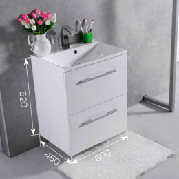 Умивальник із тумбою Fancy Marble Santorini 60 см, підвісний або підлоговий, колір венге