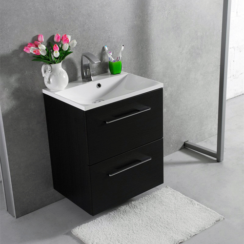 Умивальник із тумбою Fancy Marble Santorini 60 см, підвісний або підлоговий, колір венге