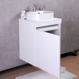 Умывальник с тумбой Fancy Marble Sheldon 50 см подвесной или напольный белого цвета с каменной столешницей