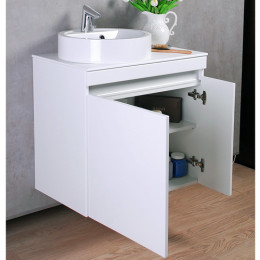 Умывальник с тумбой Fancy Marble Sheldon 70 см подвесной или напольный белого цвета с каменной столешницей