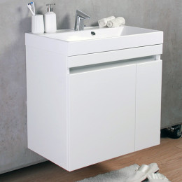 Умывальник с тумбой Fancy Marble Sheldon 70 см подвесной или напольный белого цвета