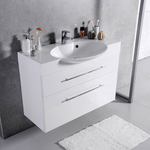 Умывальник с тумбой Fancy Marble Sumatra-2 подвесной или напольный 100 см белого цвета