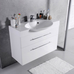 Умывальник с тумбой Fancy Marble Sumatra-2 подвесной или напольный 100 см белого цвета