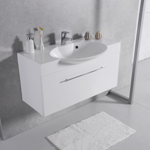 Умывальник с тумбой Fancy Marble Sumatra подвесной 100 см белого цвета
