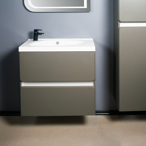 Умывальник с тумбой Fancy Marble Titania 70 см подвесной или напольный серого цвета