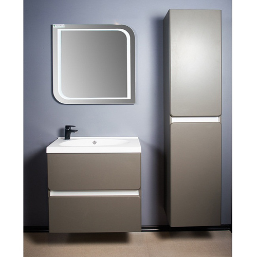 Умывальник с тумбой Fancy Marble Titania 70 см подвесной или напольный серого цвета