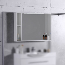 Зеркало Fancy Marble MC-980 в ванную (шкафчик зеркальный) 98 см с диодной подсветкой без выключателя белый