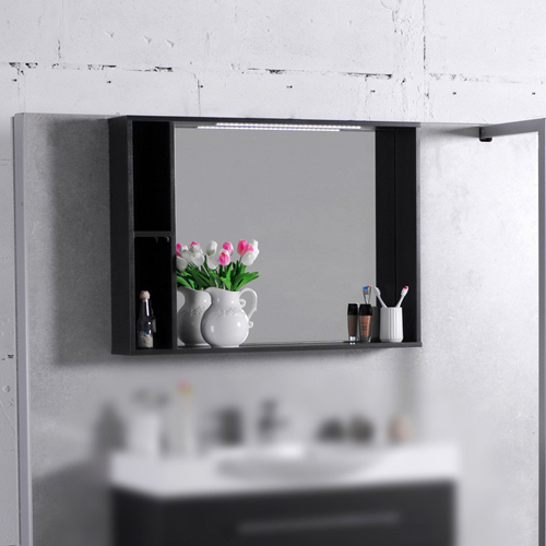 Зеркало Fancy Marble MC-980 в ванную (шкафчик зеркальный) 98 см с диодной подсветкой без выключателя венге