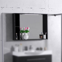 Зеркало Fancy Marble MC-980 в ванную (шкафчик зеркальный) 98 см с диодной подсветкой без выключателя венге