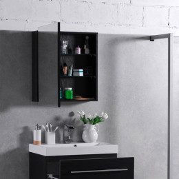 Зеркало Fancy Marble MC-700 в ванную (шкафчик зеркальный) 60 см без подсветки венге