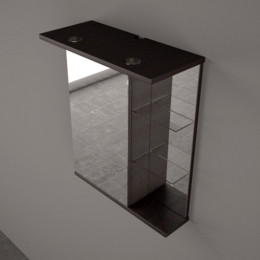 Дзеркало Fancy Marble MC-8 для ванної кімнати (дзеркальна шафка) 58 см з світлодіодним підсвічуванням без вимикача, колір венге