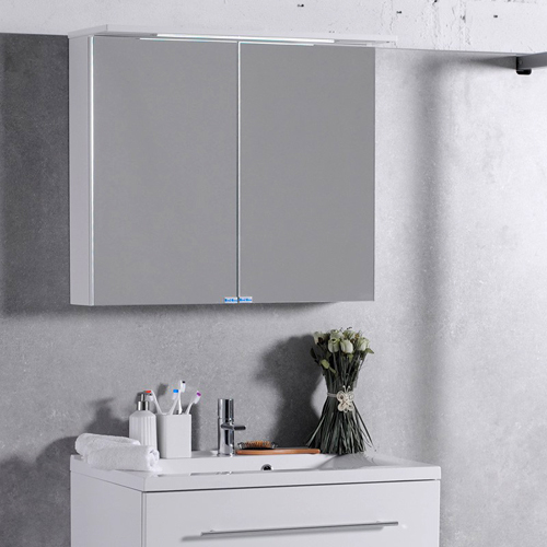Дзеркало Fancy Marble MC-10 для ванної кімнати (дзеркальна шафка) 80 см з світлодіодним підсвічуванням без вимикача, біле