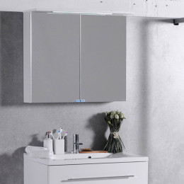 Дзеркало Fancy Marble MC-10 для ванної кімнати (дзеркальна шафка) 80 см з світлодіодним підсвічуванням без вимикача, біле