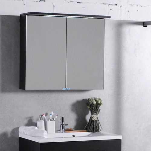 Зеркало Fancy Marble MC-10 в ванную (шкафчик зеркальный) 80 см с диодной подсветкой без выключателя венге