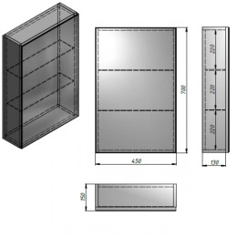 Дзеркало Fancy Marble MC-450 для ванної кімнати (дзеркальна шафка) 45 см без підсвічування, біле