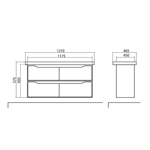Умывальник с тумбой Аквародос Венеция подвесной 120 см (умывальник Pinto на два смесителя) 