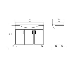 Тумба с умывальником Аквародос Эконом (Akvarodos Econom) 80 см напольная
