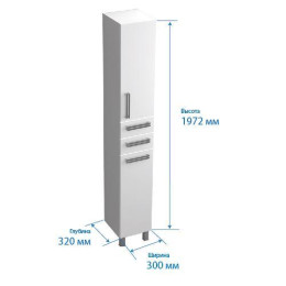 Пенал Тритон Ника (Triton Nika) напольный 30 см с корзиной для белья левый/правый