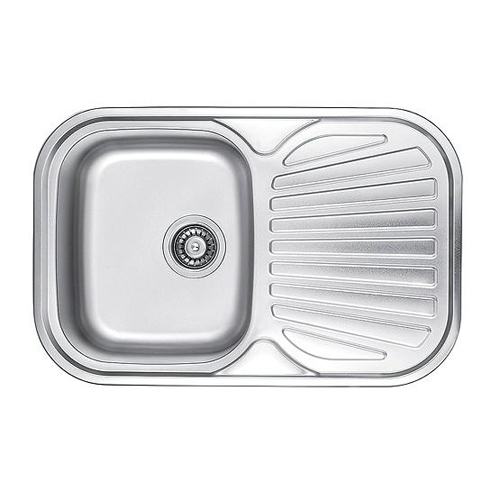 Кухонна мийка Fabiano F7448D Decor з нержавіючої сталі, врізна, поверхня з мікродекором