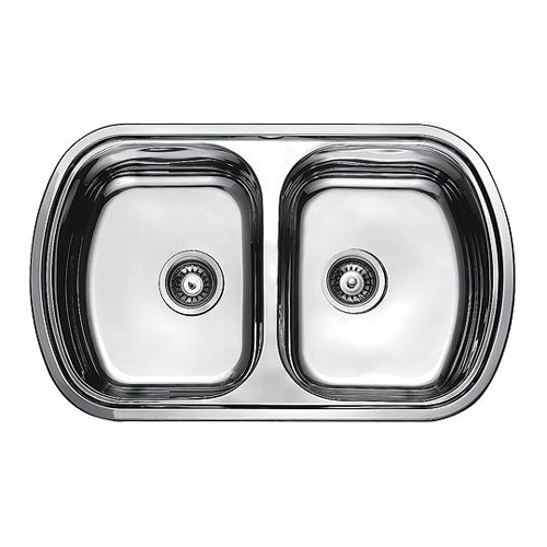 Кухонна мийка Fabiano F80492D Decor з нержавіючої сталі, подвійна, врізна, поверхня з мікродекором