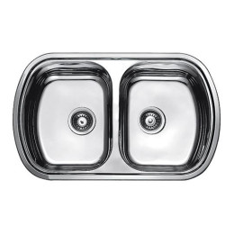 Кухонна мийка Fabiano F80492D Decor з нержавіючої сталі, подвійна, врізна, поверхня з мікродекором