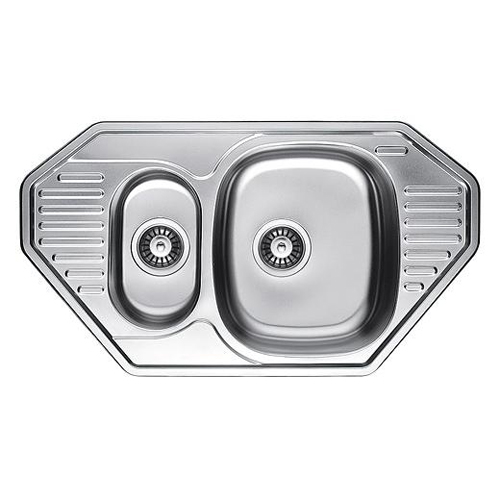 Кухонна мийка Fabiano F8547D-F Decor з нержавіючої сталі, врізна, поверхня з мікродекором, з чашею для фруктів