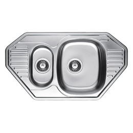Кухонна мийка Fabiano F8547D-F Decor з нержавіючої сталі, врізна, поверхня з мікродекором, з чашею для фруктів
