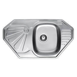Кухонна мийка Fabiano F8547D Decor з нержавіючої сталі, врізна, поверхня з мікродекором