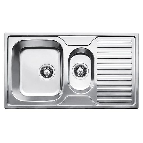 Кухонна мийка Fabiano F8850D-F Decor з нержавіючої сталі, врізна, поверхня з мікродекором, з чашею для фруктів