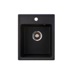 Мийка Metalac Quadro 40 для кухні з каменю (керамограніт X-Granit), врізна, чорна