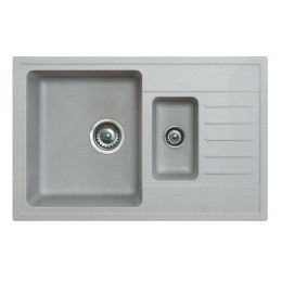 Мийка Metalac Quadro Plus 1,5 D для кухні з каменю (керамограніт X-Granit) з двома чашами, врізна, сіра