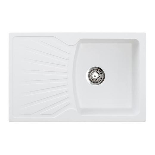 Мийка Metalac Quadro Plus для кухні з каменю (керамограніт X-Granit), врізна, біла