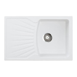 Мийка Metalac Quadro Plus для кухні з каменю (керамограніт X-Granit), врізна, біла