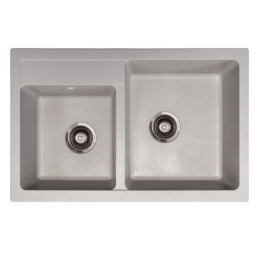 Мойка Metalac Quadro Plus 2 D для кухни из камня (керамогранит X-Granit) с двумя чашами врезная серая
