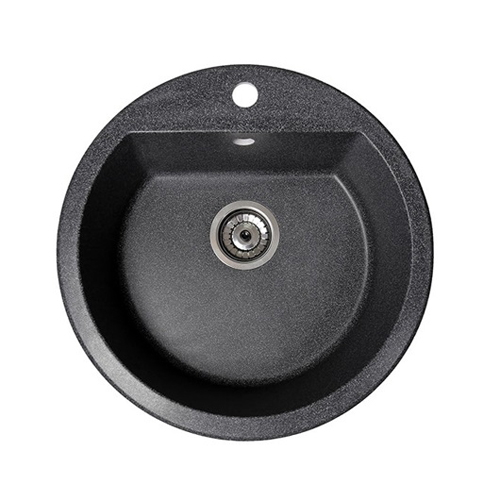 Кухонна мийка Solid Round з граніту (штучний камінь), чорна