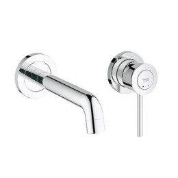Смеситель для умывальника Grohe BauClassic монтируемый на стену хромированный (готовый комплект)