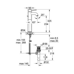 Смеситель для умывальника Grohe BauClassic XL-Size (высокий) хромированный