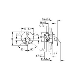 Смеситель для ванны Grohe BauLoop скрытого монтажа двухрежимный хромированный (готовый комплект)