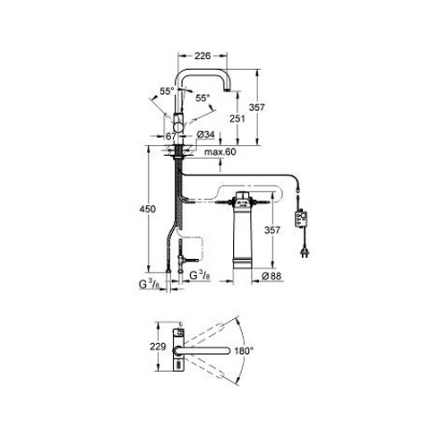 Смеситель для кухни Grohe Blue Pure с подключением питьевой воды и фильтром GROHE Blue