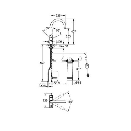 Смеситель для кухни Grohe Blue Pure с подключением питьевой воды и фильтром GROHE Blue